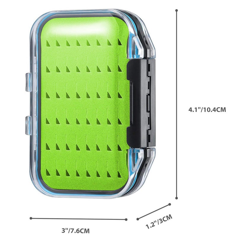 Gonex Fly Boxes for Fly Fishing Jig Boxes Two-Sided Waterproof Lightweight Fly Fishing Box Easy Grip Transparent Lid Fly Fishing Lures Box, 4.1""x 3.0""x 1.2"", Green - Image 4